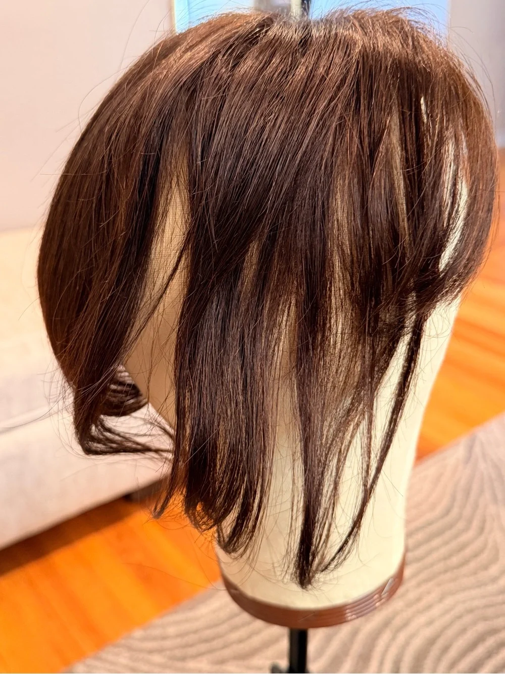 Dark Brown‎ Women’s Human Hair Topper Hairpiece with Bangs #098